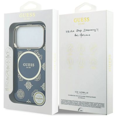 8. Guess IML Peony Dot MagSafe Hülle für iPhone 17 Pro - Blau