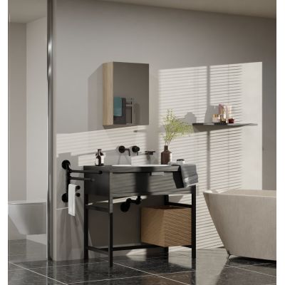 5. POLA Badezimmerschrank 1-Tür Spiegel Sonoma