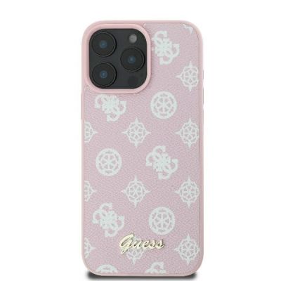 3. Guess Peony Script Logo MagSafe Hülle für iPhone 16 Pro – Rosa