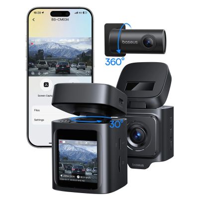 2. Baseus PrimeTrip VD1 Pro 4K Autokamera mit 1080p-Rückfahrkamera und Stromversorgungsset – Schwarz