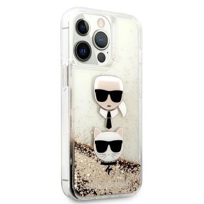 4. Karl Lagerfeld Liquid Glitter Karl&Choupette Head Case für iPhone 13 Pro Max 6,7" - Gold