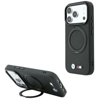 BMW Kevlar Ring Stand 360 MagSafe Hülle für iPhone 18 Pro Max / 17 Pro Max – Schwarz