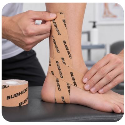 6. Kinesiologisches Klebeband zum Abkleben, 5 m, selbstklebend, beige | DBX Bushido