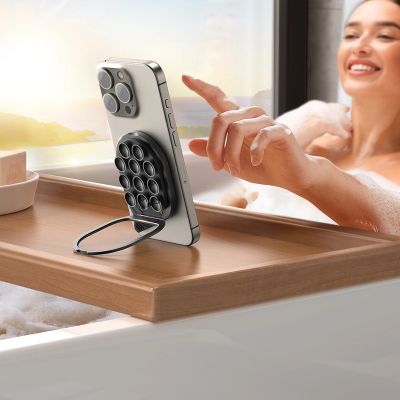 7. Joyroom JR-ZS418 Smartphone-Halterung mit Ständer und Saugnäpfen mit MagSafe – Schwarz
