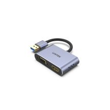 UNITEK V1304A Kabeladapter 0,15 m USB Typ-A HDMI + VGA (D-Sub) Grau