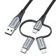 6. Vention USB-A 3-in-1 Micro-B USB-C Lightning-Kabel 1 m Grau