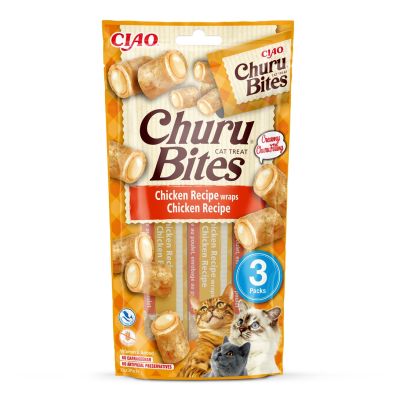 INABA Churu Bites Wraps mit Hühnchen – ein Leckerli für Katzen – 3 x 10 g