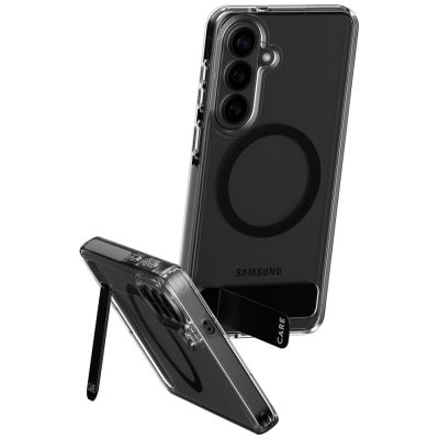 2. CARE by PanzerGlass Schwarze Schutzhülle mit Ständer und Qi-Funktion für Samsung Galaxy S26+ - Transparent