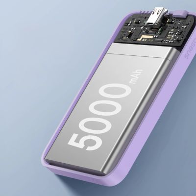 9. Baseus Mini-Powerbank 5000 mAh 20 W + USB-C-Kabel (20 V/3 A) – Lila