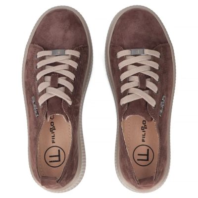 5. Braune Damen-Sneaker aus Leder mit Plateausohle, Modell Filippo DP7982