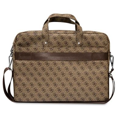 3. Guess Saffiano 4G Triangle Logo Tasche für einen 16'' Laptop – Braun