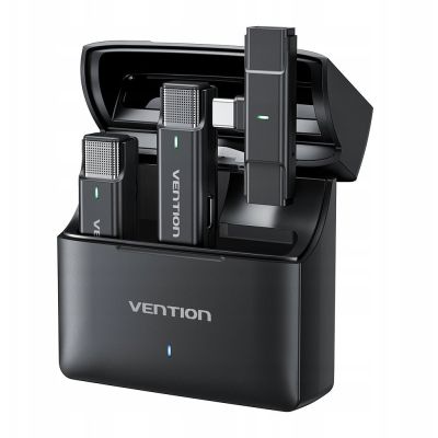 3. Vention USB-C-Funkmikrofon, 2er-Pack mit Ladeetui, Schwarz