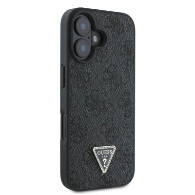 4. Guess Umhängetasche aus Leder mit Metall-Logo und Strass für iPhone 16 – Schwarz