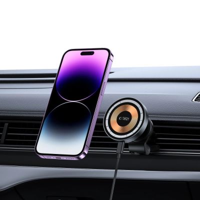 8. Tech-Protect MM15W-V5 Autotelefonhalter mit MagSafe 15W induktivem Ladegerät für Lüftungsschlitze – Schwarz