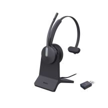 Yealink WH64 Hybrid-Mono-Headset mit Ladestation, kabelloser Kopfbügel, Büro/Callcenter, Micro-USB, Bluetooth, Schwarz