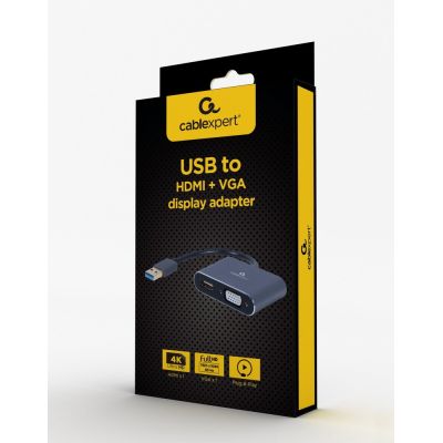 3. I/O-Adapter USB3 auf HDMI/VGA/Grau A-USB3-HDMIVGA-01 GEMBIRD