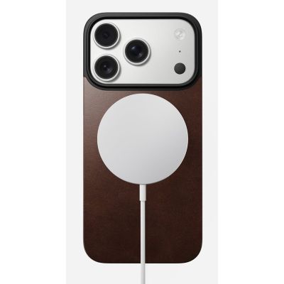 2. NOMAD Magnetische Lederrückseite - Magnetische Hülle für iPhone 18 Pro / 17 Pro, kompatibel mit MagSafe, Horween-Leder (rustikales Braun)