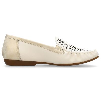27. Rieker W RKR658 bequeme Leder-Lochschuhe, beige