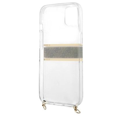 7. Guess GUHCP13SKC4GBGO iPhone 13 mini 5.4" Transparente Hardcase 4G Brown Strap Gold Chain