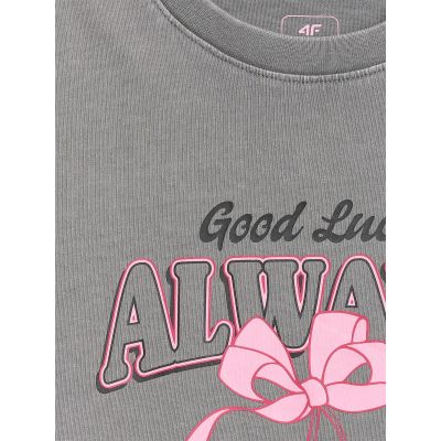 6. Mädchen-T-Shirt mit kastenförmigem Schnitt und Aufdruck 4F 4FJRAW26TTSHF4239-22S