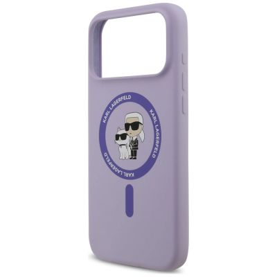 6. Karl Lagerfeld Silicone Karl&Choupette Ring MagSafe Hülle für iPhone 18 Pro Max / 17 Pro Max – Lila