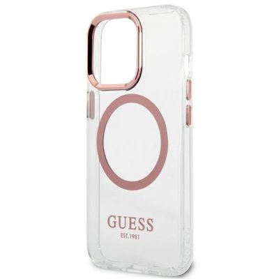 6. Guess Metal Outline MagSafe Hülle für iPhone 13 Pro / iPhone 13 – Pink