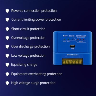 5. QOLTEC MPPT 15A Laderegler zur Stromversorgung von Gleichstromempfängern und zum Laden von 12V/24V-Akkus | LiFePO4