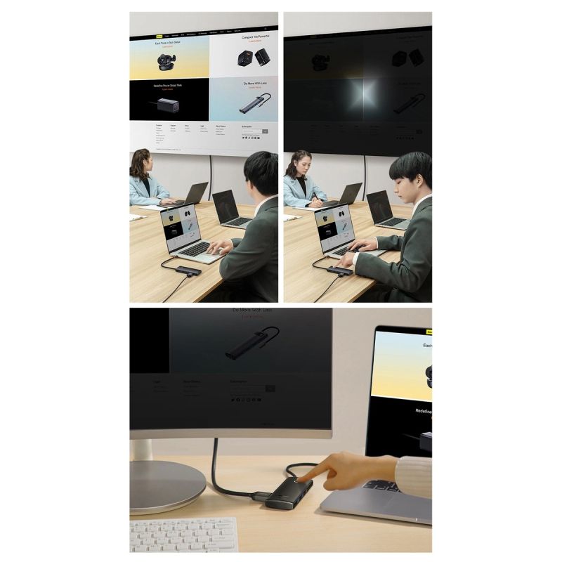 14. Baseus Lite Series multifunktionaler HUB USB Typ C - 2 x USB 3.0 / USB Typ C PD / HDMI 1,4 / SD / TF weiß (WKQX050102)