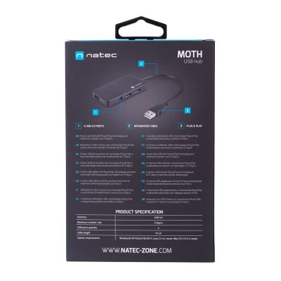 9. Hub NATEC Moth NHU-1342 (4x USB 3.0; schwarz)