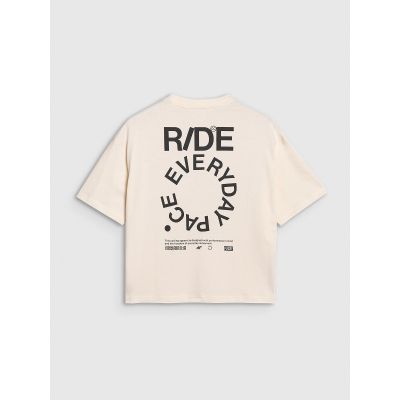 4. Übergroßes bedrucktes Damen-T-Shirt 4F 4FWSS25TTSHF1993-11S