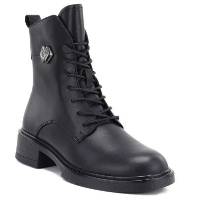 Schwarze Damen-Ankle-Boots aus Leder, D&A S.Barski MK62-7014