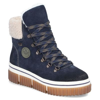 Rieker Y6347-14 Marineblaue wasserdichte Damen-Ankle-Boots aus Leder