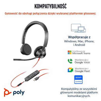 74. HP Poly Blackwire 3325 USB-C Stereo-Headset, Microsoft Teams-zertifiziert + 3,5-mm-Klinkenstecker + USB-C/A-Adapter