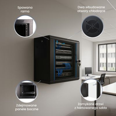 26. Extralink 9U 600x600 Schwarzes Rack-Montagegehäuse