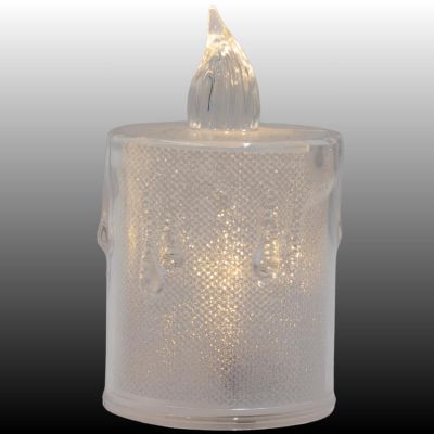 10. Dekorative Kerze, 8 cm, transparent, warmweiß, 1 LED