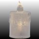 10. Dekorative Kerze, 8 cm, transparent, warmweiß, 1 LED