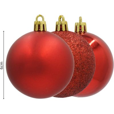 4. Dekorative Kunststoffkugeln, 12 Stück, 60 mm, rot