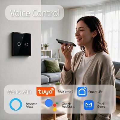 4. QOLTEC LICHT-EIN/AUS-SCHALTER | 2-KANAL-TOUCH-BEDIENUNG | WLAN | TIMER | TUYA | SCHWARZ