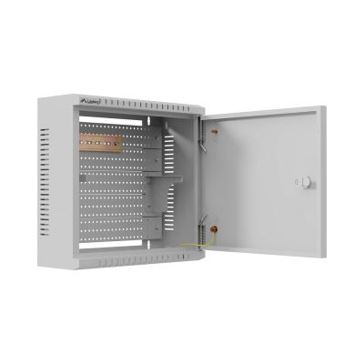8. LANBERG TPR 10"-Installationsschrank mit Mesh-Platte 340X340X140, grau (montiert)