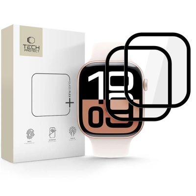 Tech-Protect Glass Flex+ Hybrid Glass 2er-Pack für Apple Watch 10 42 mm – Schwarz