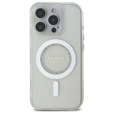 3. Guess IML Strassstein-MagSafe-Hülle für iPhone 16 Pro – Weiß