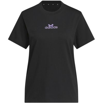 2. adidas Damen-T-Shirt mit Schleife und linearem Logo-Print, Schwarz, KB2400