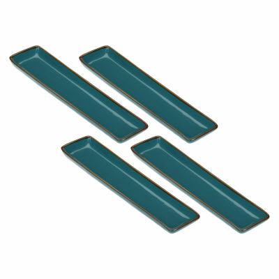 Set mit 4 rechteckigen Tabletts von Concerto Ottanio – Blaugrün, 32 x 8 cm