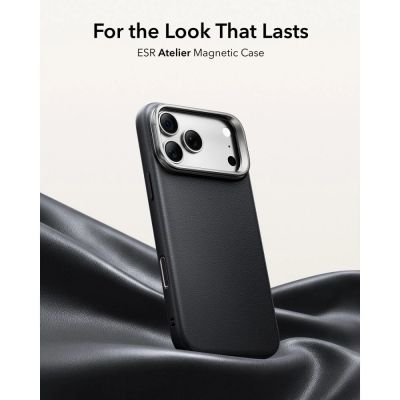 2. ESR Leder-Schutzhülle mit Ständer und MagSafe-Funktion für iPhone 18 Pro Max / 17 Pro Max – Schwarz