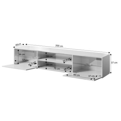 4. TV-Schrank SLIDE 200K 200x40xH37 cm, komplett in Weiß Hochglanz