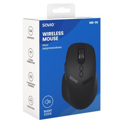 6. SAVIO Drahtlose Bluetooth 2,4 GHz ergonomische Maus MB-06