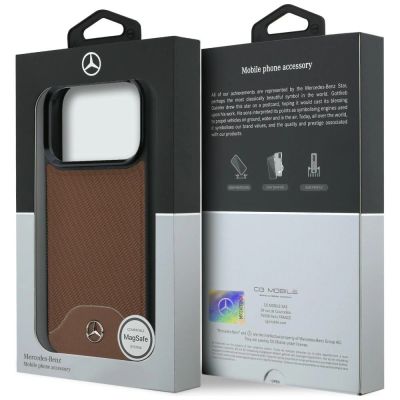 8. Mercedes Leder-Holzoptik- und Curve MagSafe-Hülle für iPhone 17 Pro – Braun