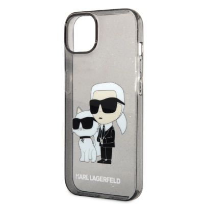 6. Karl Lagerfeld Glitzer Karl&Choupette Hülle für iPhone 14 Plus – Schwarz