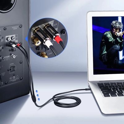 18. Ugreen AV116 10583 Audio-Miniklinkenkabel 3,5 mm (männlich) / 2RCA (männlich) 1,5 m – schwarz