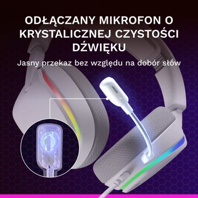 3. Glorious Gaming Glorious GHS Eternal RGB – RGB-Stereo-Gaming-Kopfhörer für PC, PS5, PS4, Switch – Speziell abgestimmte Treiber, abnehmbares Mikrofon, USB-C – Robust und komfortabel für 24/7 – Weiß